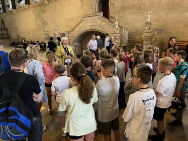 Lia talks to Wybers students in Westminster Hall